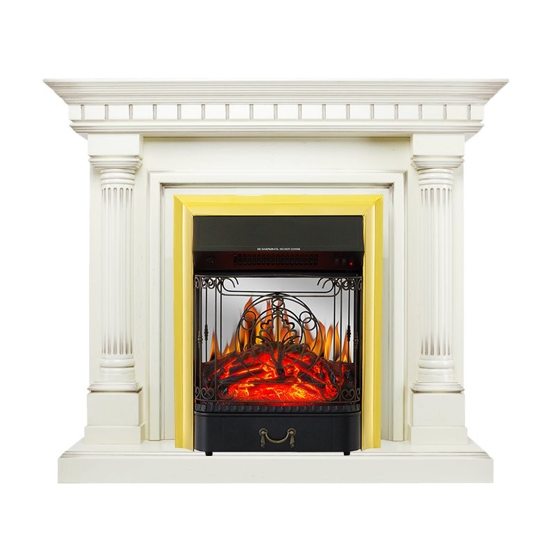 Каминокомплект Royal Flame Dallas - Слоновая кость с патиной с очагом Majestic FX M Brass