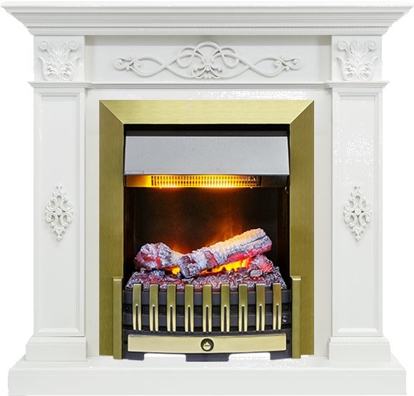 Каминокомплект Dimplex Derby - Белый дуб с очагом Danville Antique Brass FB2
