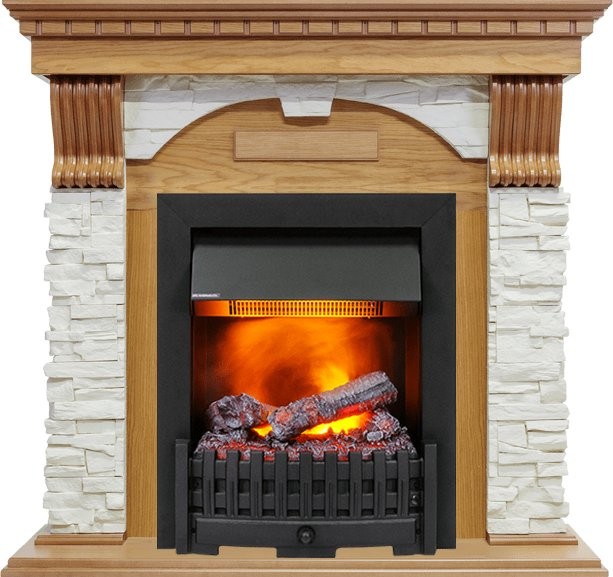 Каминокомплект Dimplex Dublin - Дуб / Сланец белый с очагом Danville Black FB2