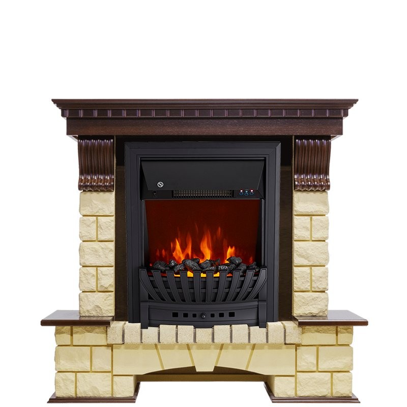 Каминокомплект Royal Flame Pierre Luxe - Темный дуб / Шампань с очагом Aspen Black