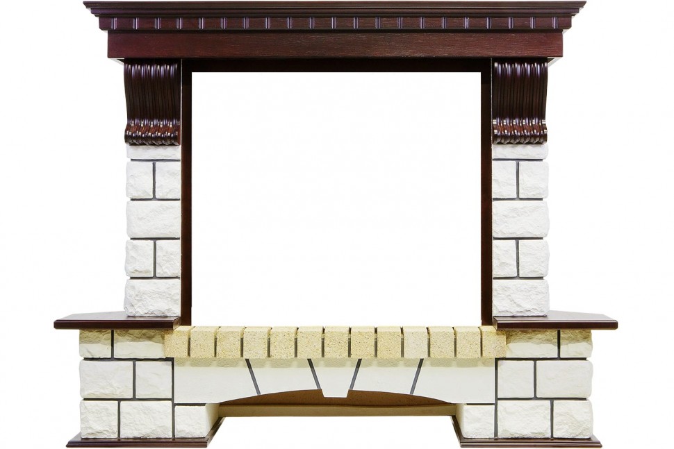 Портал Dimplex Pierre Luxe угловой - Темный дуб / Белый под очаг Symphony 26