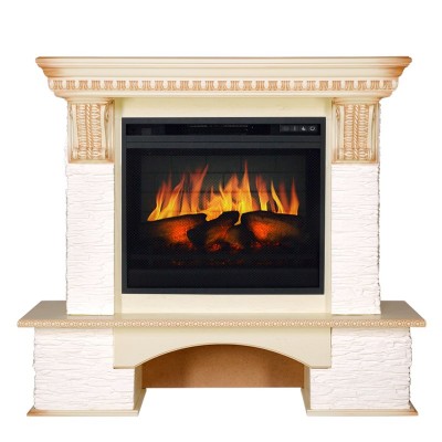 Каминокомплект Royal Flame Pierre Luxe - Сланец белый / Слоновая кость очаг Vision 23 EF LED 3D FX