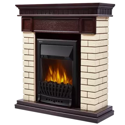 Портал Firelight Bricks Classic камень бежевый,  темный дуб