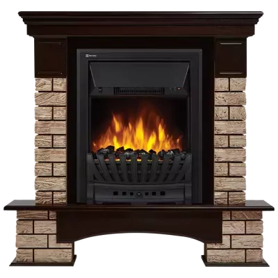 Портал Firelight Forte WOOD Classic каменный дуб коричневый, шпон темный дуб
