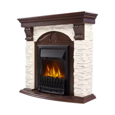 Портал Firelight Torre Classic камень белый, темный дуб