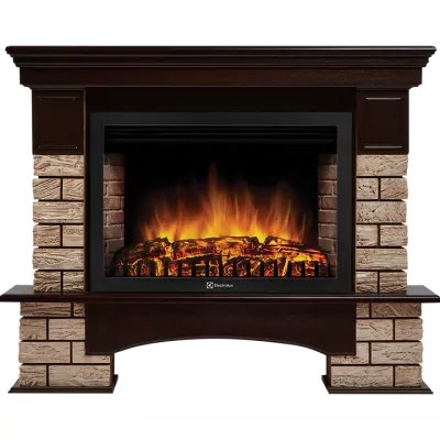 Портал Firelight Forte Wood 30 U камень коричневый, шпон темный дуб