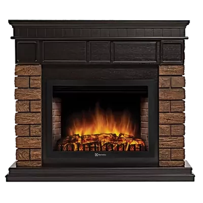 Портал Firelight Bricks WOOD 30 камень темный, шпон венге