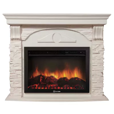 Портал Firelight Torre 30S камень белый, беленый дуб