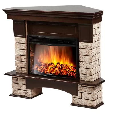 Портал Firelight Forte Wood 25 U камень коричневый, шпон темный дуб