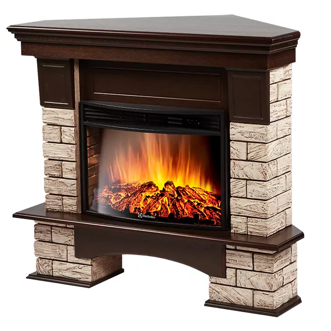 Портал Firelight Forte Wood 25 U камень коричневый, шпон темный дуб