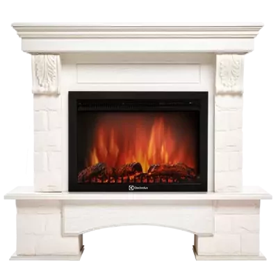Портал Firelight Forte 25S камень белый, беленый дуб