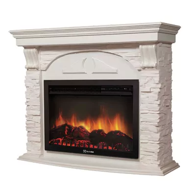Портал Firelight Torre 25S камень белый, беленый дуб