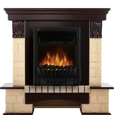 Electrolux Forte Classic камень бежевый, шпон темный дуб с очагом Aspen Black