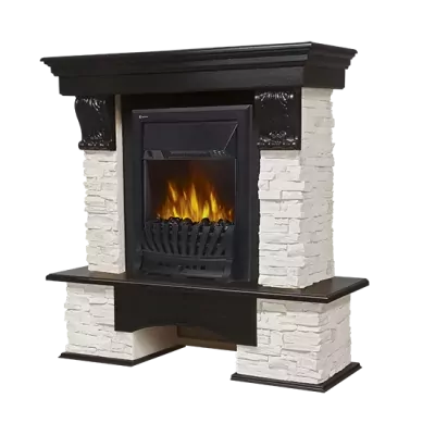 Портал Firelight Pietra Classic камень белый, шпон венге