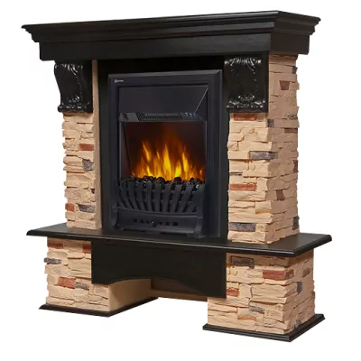 Портал Firelight Pietra Classic сланец натуральный, шпон темный дуб