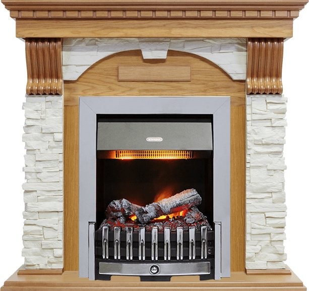 Каминокомплект Dimplex Dublin - Дуб / Сланец белый с очагом Danville Chrome FB2
