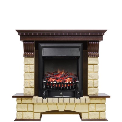 Каминокомплект Royal Flame Pierre Luxe - Темный дуб / Шампань с очагом Fobos FX Black