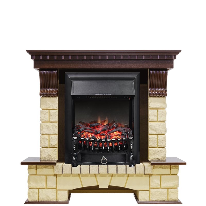 Каминокомплект Royal Flame Pierre Luxe - Темный дуб / Шампань с очагом Fobos FX Black