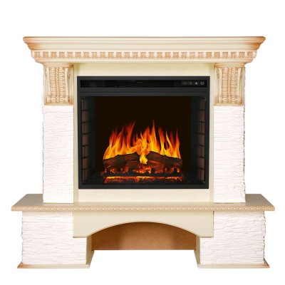 Каминокомплект Royal Flame Pierre Luxe - Сланец белый / Слоновая кость очаг Vision 23 EF LED FX