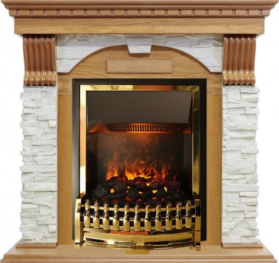 Каминокомплект Dimplex Dublin - Дуб / Сланец белый с очагом Atherton