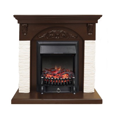 Каминокомплект Royal Flame Bern Сланец мелкий белый / Темный дуб с очагом Fobos FX Black