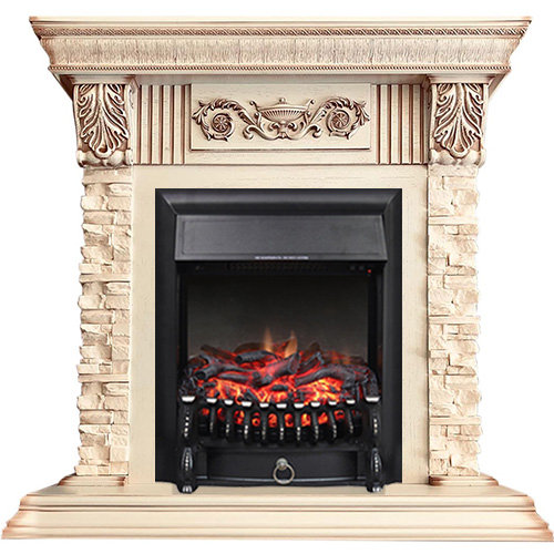 Портал электрокамина Royal Flame Luxemburg под классические очаги сланец белый/слоновая кость с патиной