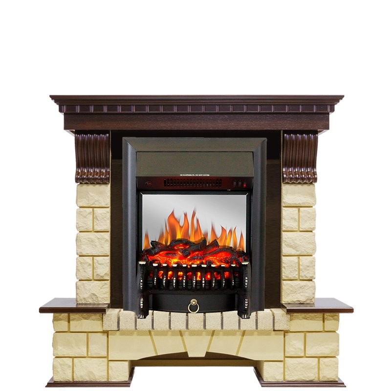 Каминокомплект Royal Flame Pierre Luxe - Темный дуб / Шампань с очагом Fobos FX M Black