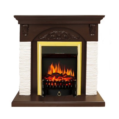 Каминокомплект Royal Flame Bern Сланец мелкий белый / Темный дуб с очагом Fobos FX Brass