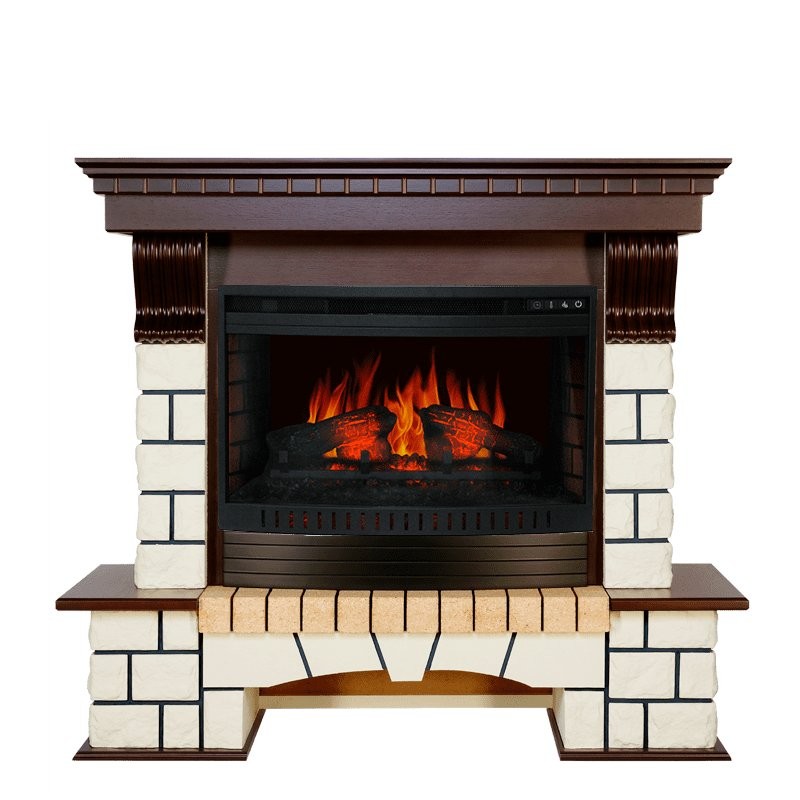 Каминокомплект Royal Flame Pierre Luxe - Темный дуб / Белый с очагом Dioramic 26 LED FX