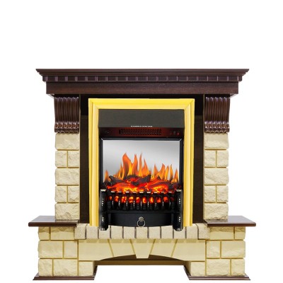Каминокомплект Royal Flame Pierre Luxe - Темный дуб / Шампань с очагом Fobos FX M Brass