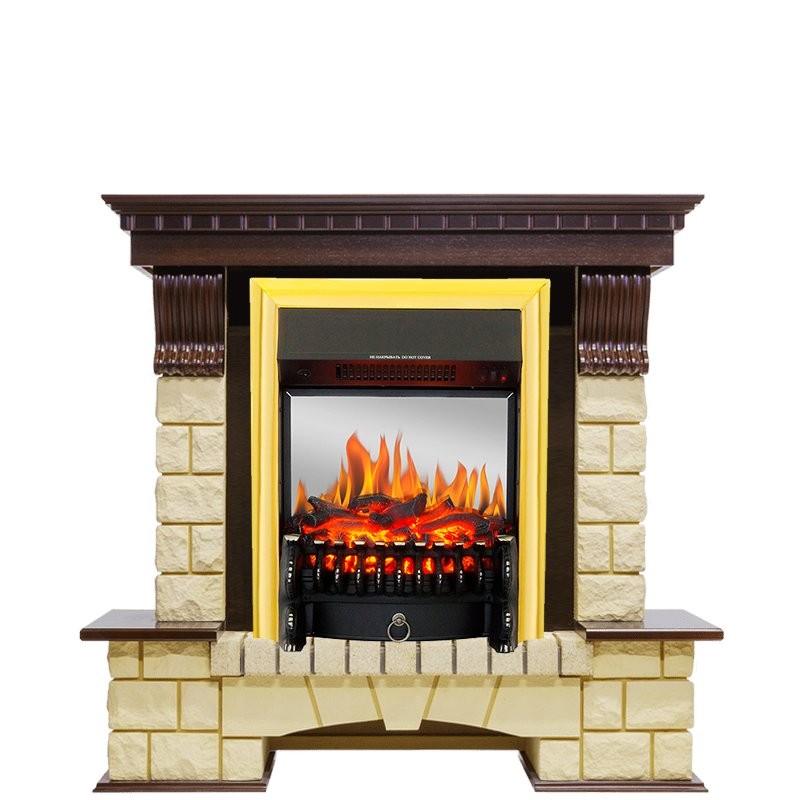 Каминокомплект Royal Flame Pierre Luxe - Темный дуб / Шампань с очагом Fobos FX M Brass