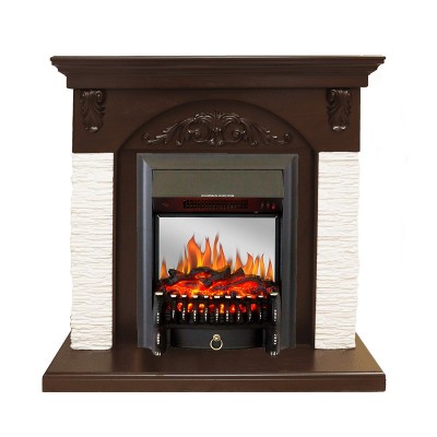 Каминокомплект Royal Flame Bern Сланец мелкий белый / Темный дуб с очагом Fobos FX M Black