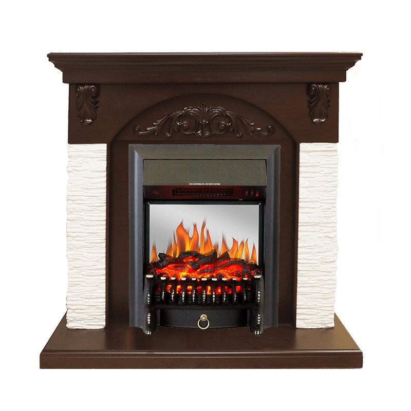 Каминокомплект Royal Flame Bern Сланец мелкий белый / Темный дуб с очагом Fobos FX M Black