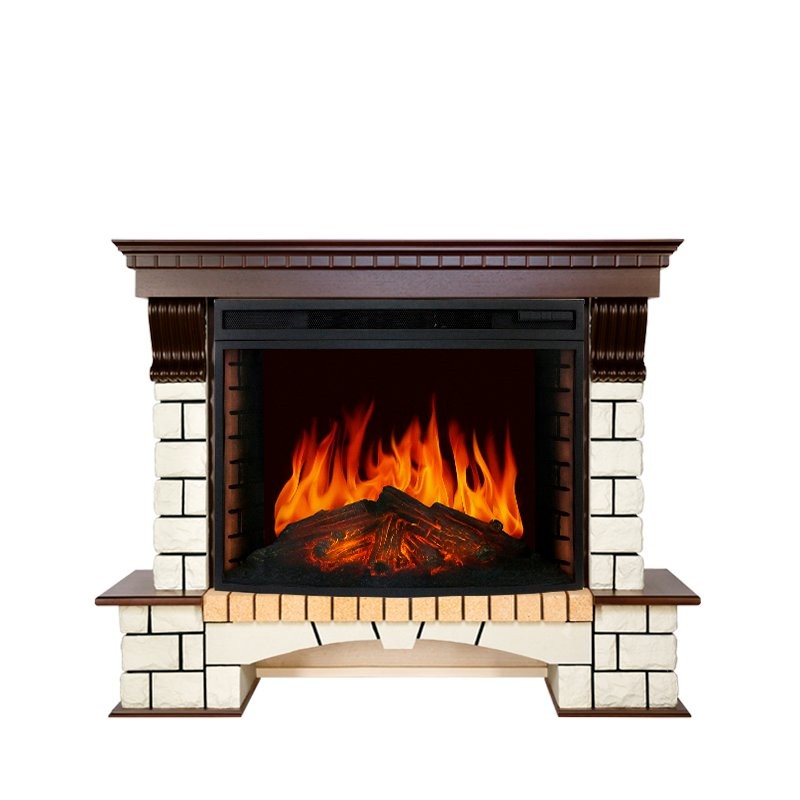 Каминокомплект Royal Flame Pierre Luxe - Темный дуб / Белый с очагом Dioramic 33 LED FX