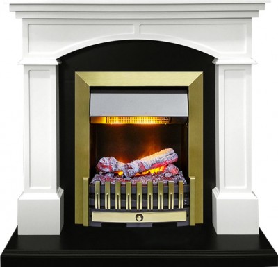 Каминокомплект Dimplex Langford - Белый с черным с очагом Danville Antique Brass FB2