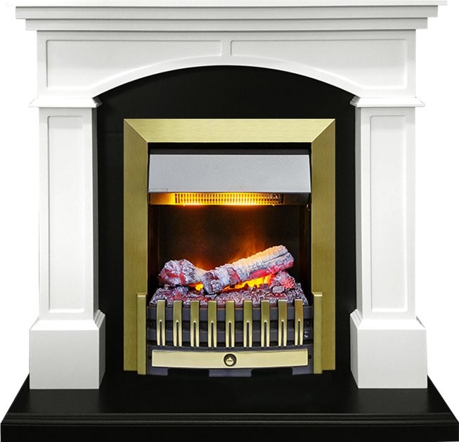 Каминокомплект Dimplex Langford - Белый с черным с очагом Danville Antique Brass FB2