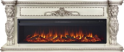 Каминокомплект Windsor 60 - Слоновая кость с темной патиной с очагом Vision 60 LOG LED