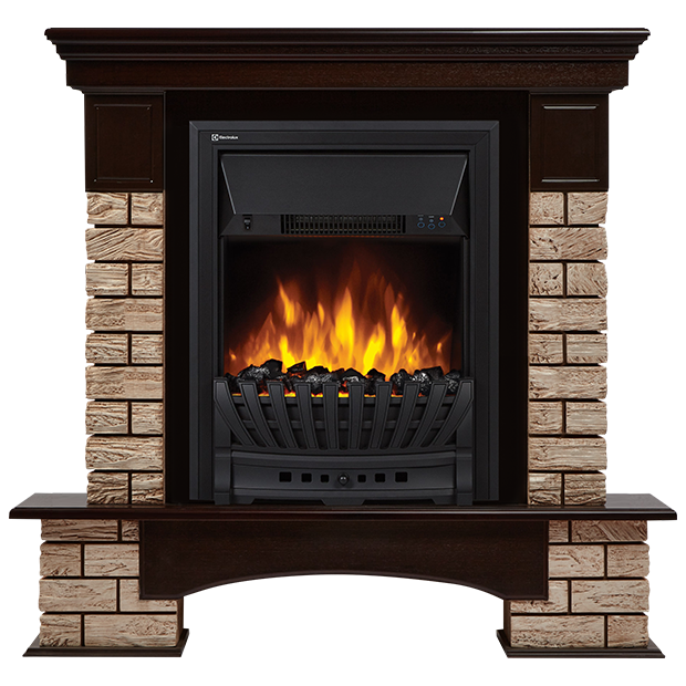 Портал Firelight Forte WOOD Classic каменный дуб коричневый, шпон темный дуб