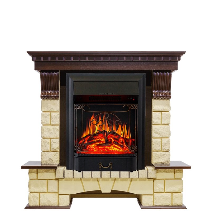 Каминокомплект Royal Flame Pierre Luxe - Темный дуб / Шампань с очагом Majestic FX Black