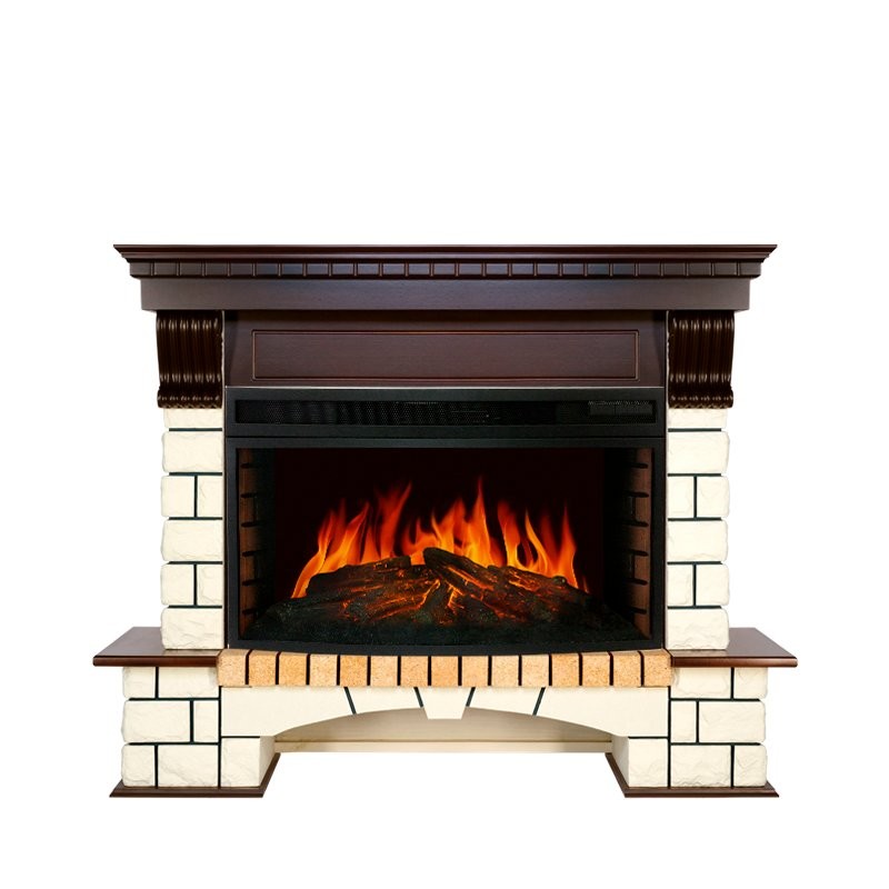 Каминокомплект Royal Flame Pierre Luxe - Темный дуб / Белый с очагом Dioramic 33W LED FX