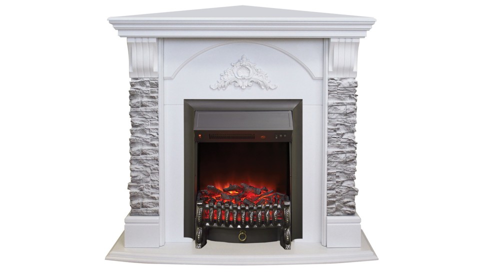 Камин Athena Corner  WT GR с  Fobos Lux BL