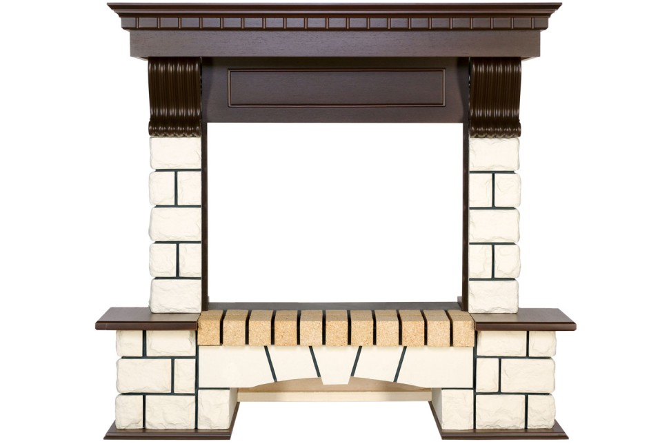 Портал Royal Flame Pierre Luxe - Белый / Темный дуб (Ширина 1150 мм)