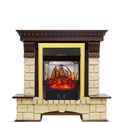 Каминокомплект Royal Flame Pierre Luxe - Темный дуб / Шампань с очагом Majestic FX M Brass