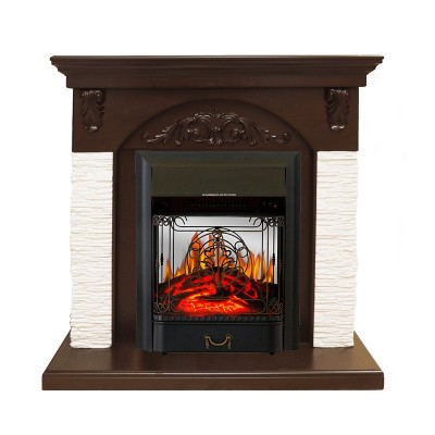 Каминокомплект Royal Flame Bern Сланец мелкий белый / Темный дуб с очагом Majestic FX M Black
