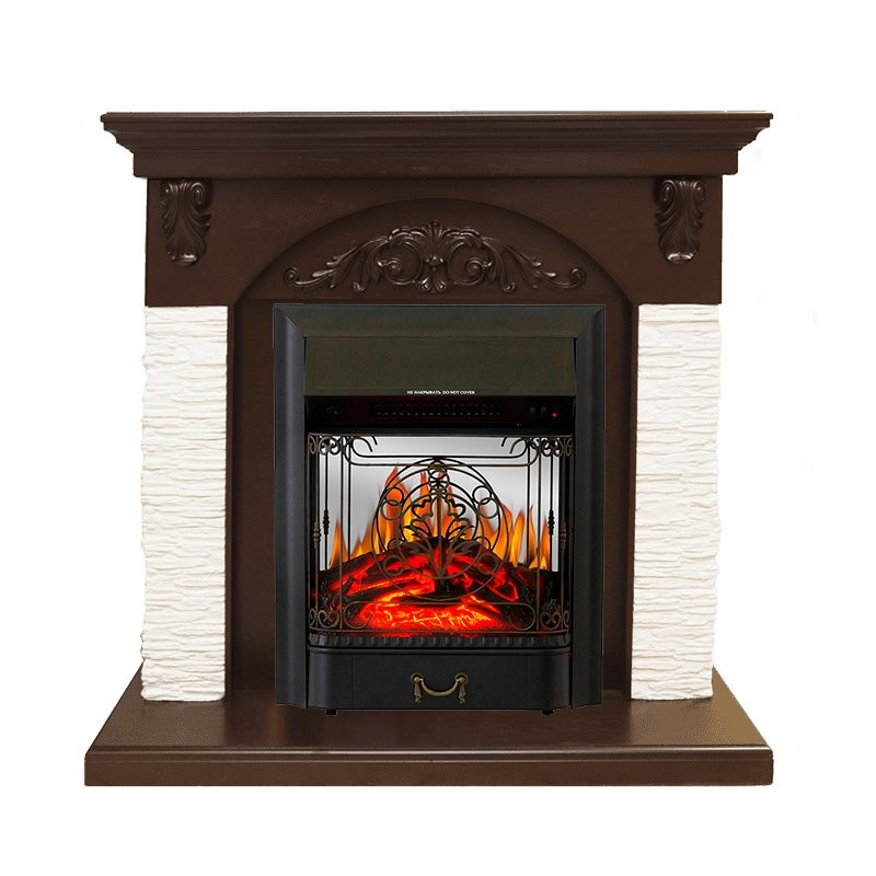 Каминокомплект Royal Flame Bern Сланец мелкий белый / Темный дуб с очагом Majestic FX M Black