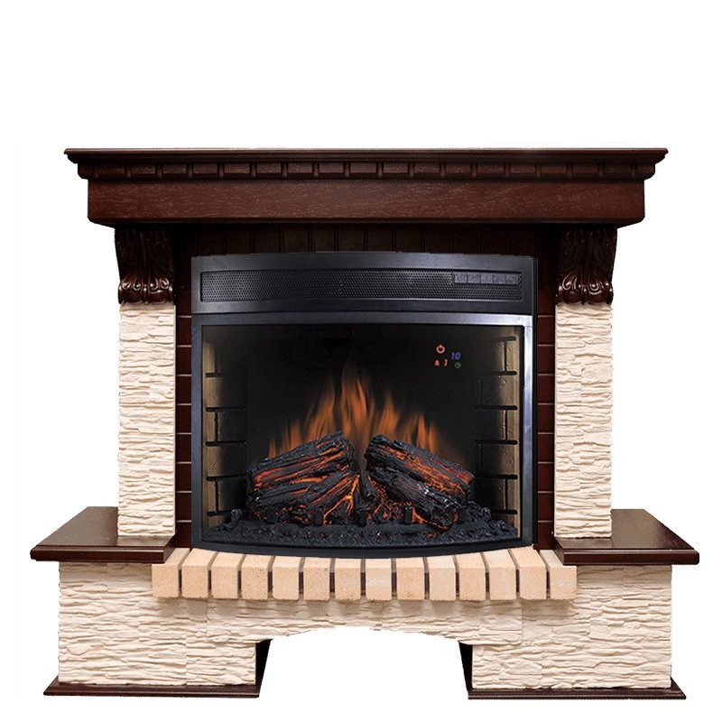 Каминокомплект Royal Flame Pierre Luxe - Темный дуб / Сланец бежевый с очагом Dioramic 28 LED FX