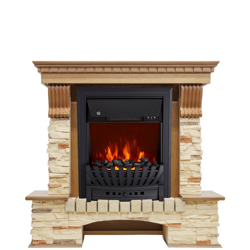Каминокомплект Royal Flame Pierre Luxe - Дуб / Сланец с очагом Aspen Black