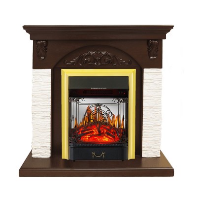 Каминокомплект Royal Flame Bern Сланец мелкий белый / Темный дуб с очагом Majestic FX M Brass