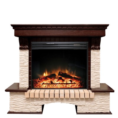 Каминокомплект Royal Flame Pierre Luxe - Темный дуб / Сланец бежевый с очагом Jupiter FX New