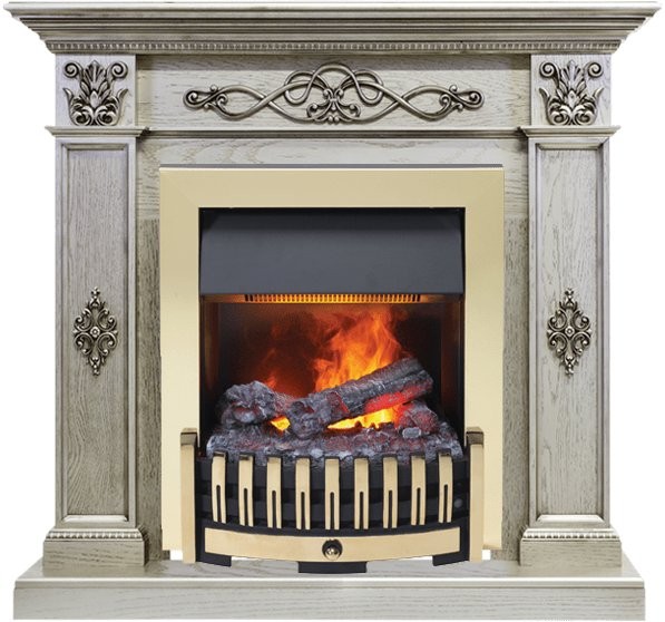 Каминокомплект Dimplex Derby - Old silver с очагом Danville Brass FB2